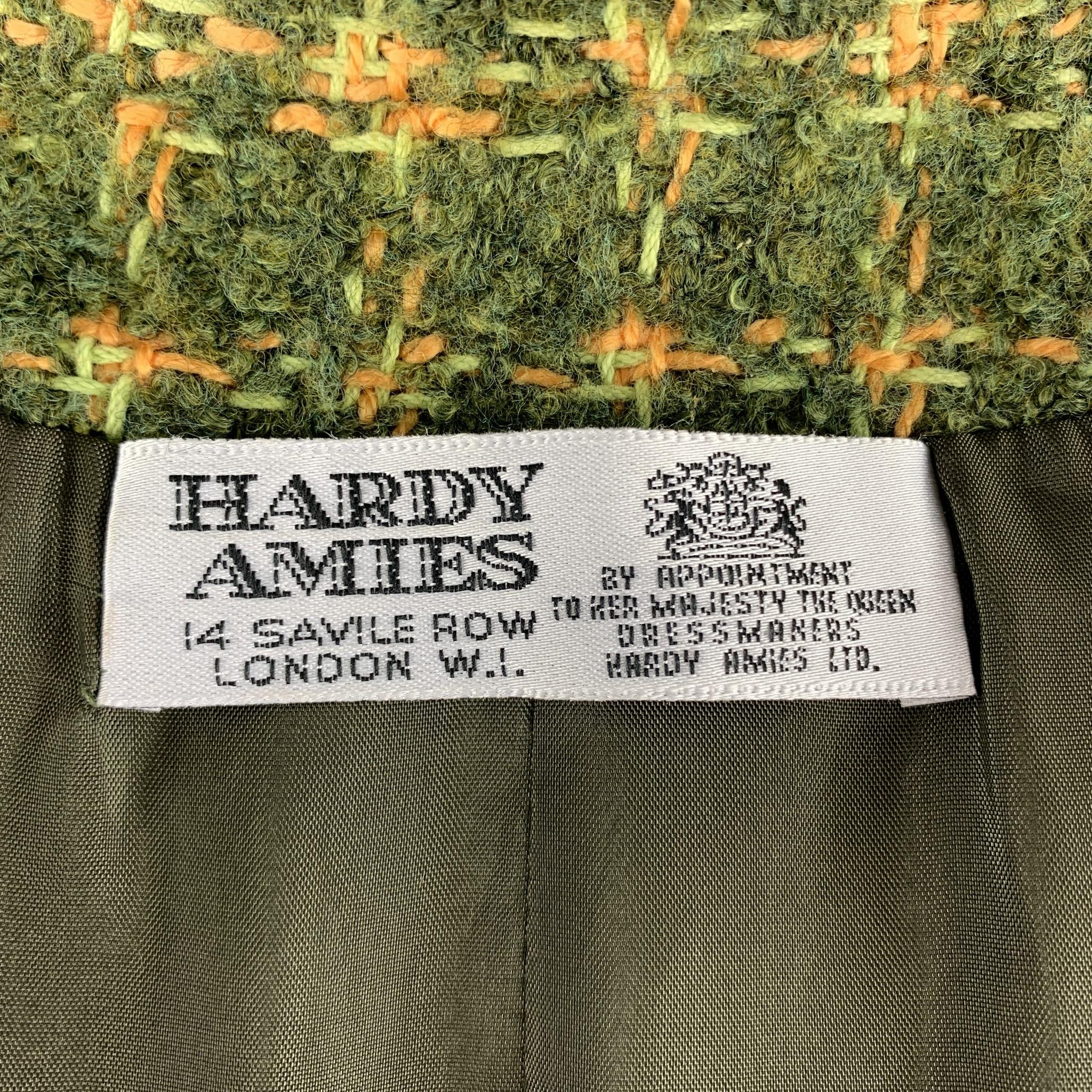 HARDY AMIES Vintage Size M Green Tweed Skirt Suit 3