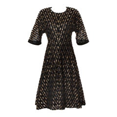 Hardy Amies Vintage-Kleid aus strukturiertem, metallisch beschichtetem Organza mit Flock-Effekt