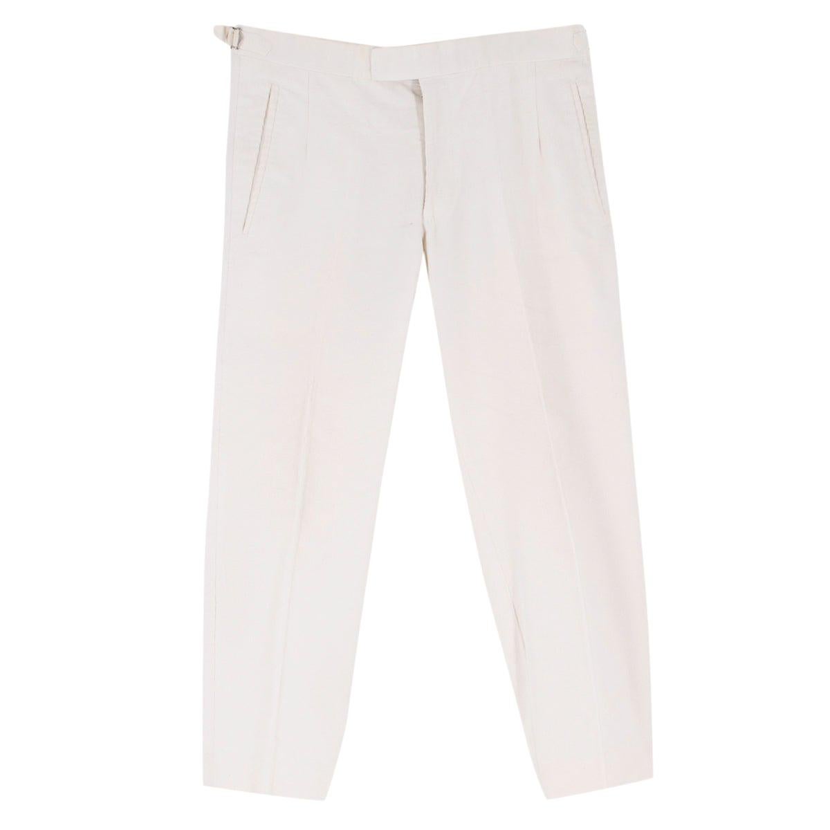 Hardy Amies white corduroy trousers estimated size XL For Sale