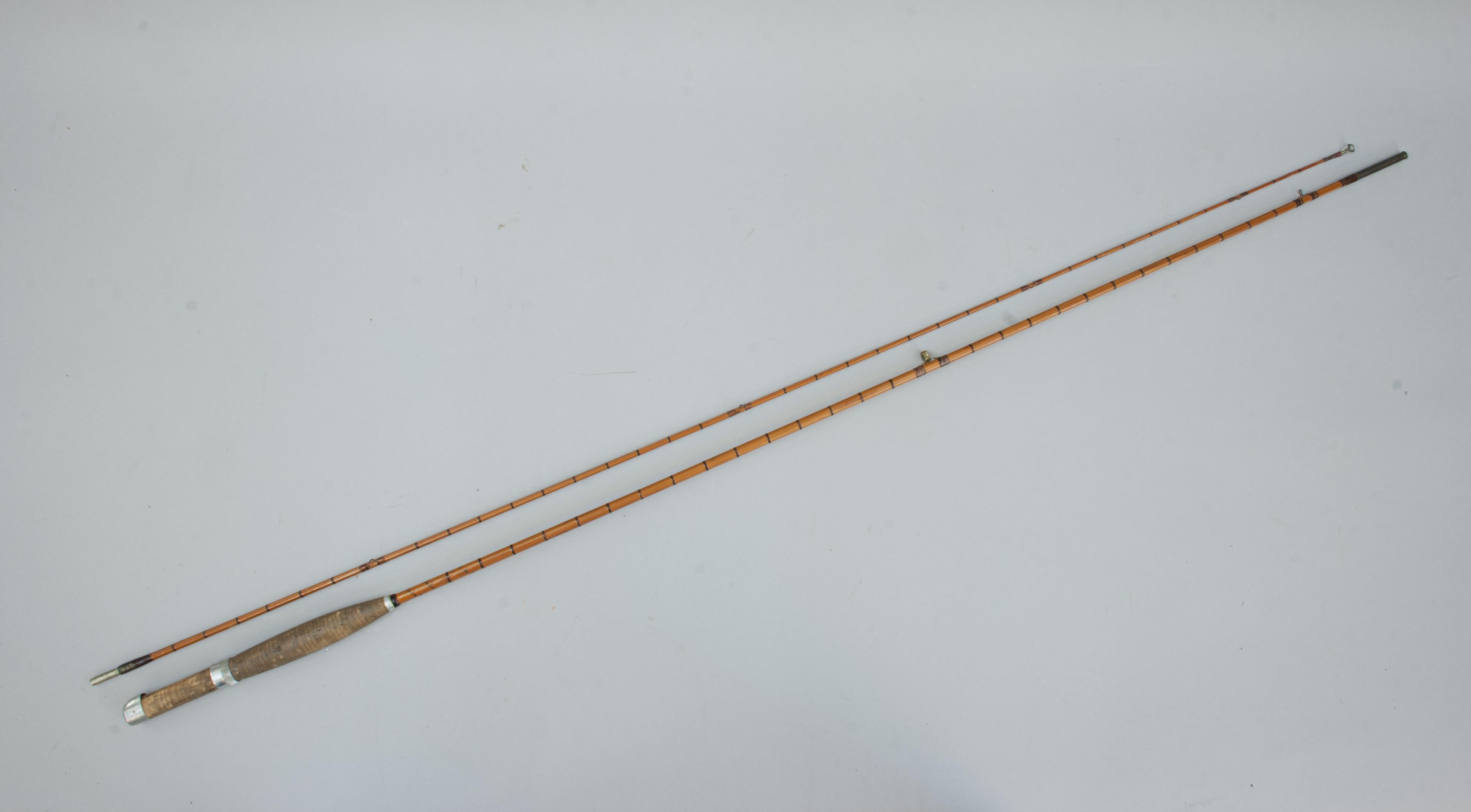 Vintage 7 ft. Two Piece Hardy Trout Fly Rod, The 'C.C. de France'.
The Hardy 'C.C. de France' is a split cane Palakona 2-piece rod made by Hardy's of Alnwick. The rod is in very good used condition with red silk whippings, suction joints, adjustable