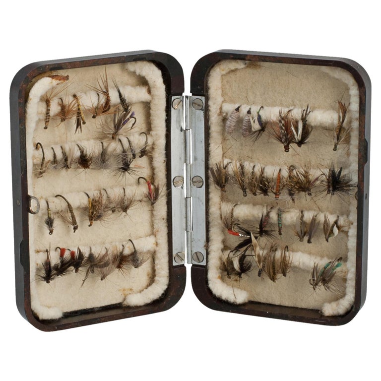 hardy tackle box Vintage Aluminum Gut Cast c. 1910-1935 with Hooks & Floats | Engli Pickess & Parr + 1912 Perfect check mechanism Hardy Neroda Fly Fishing Box