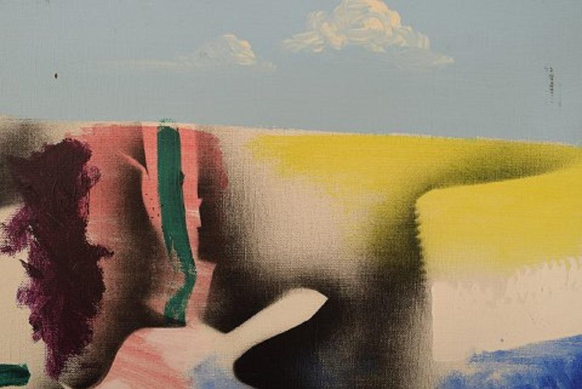 Late 20th Century Hardy Strid, Swedish Artist, Acrylic on Canvas. Modernist Composition