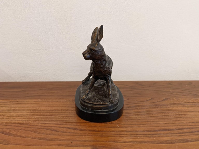 Mid-Century Modern Hare Animalier Bronze For Sale