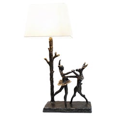 Lampada da tavolo scultorea Hare & Ballerina, realizzata a mano e in fusione
