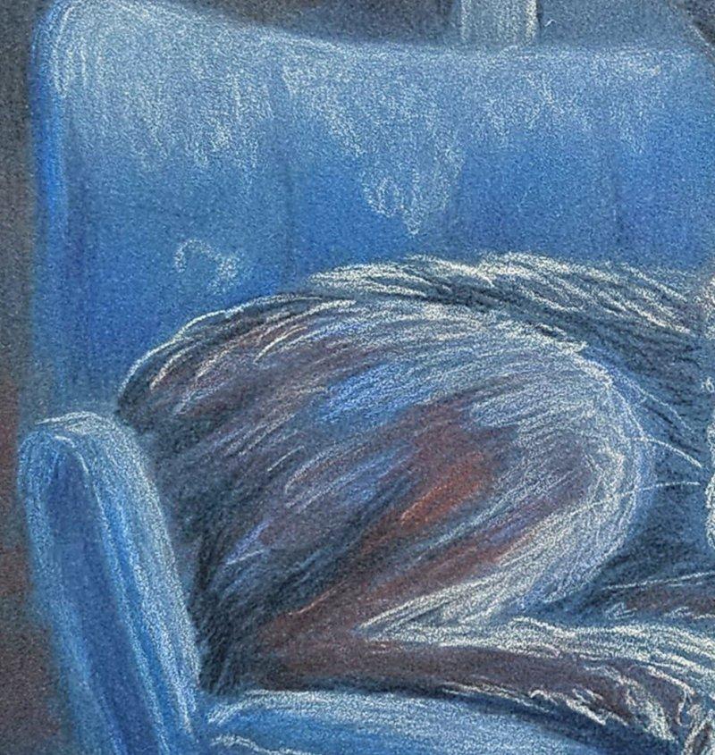 CLOSING SALE - ART: Signiert Hare in Chair Original Aquarell Original Aquarell (amerikanisch) im Angebot