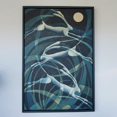 'Hare Moon Trinity' Contemporary Oil on Canvas Painting by Vera Jefferson