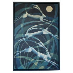 'Hare Moon Trinity' Contemporary Oil on Canvas Painting by Vera Jefferson