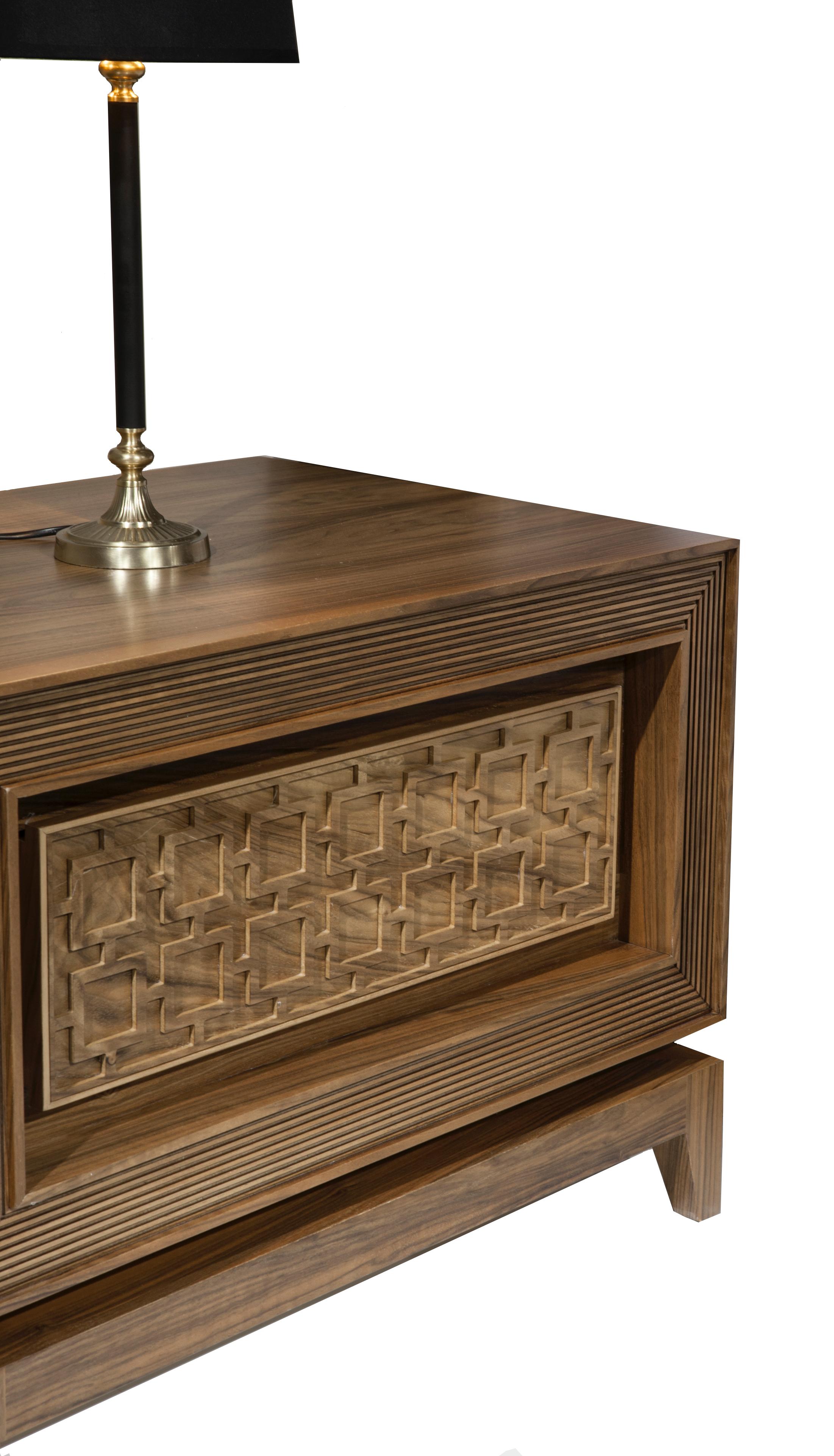 The carving techniques and intricate details of The Harem Nightstand are a reflection of Sisli’s rich heritage and dedication to craftsmanship. Make it modern in lacquer!