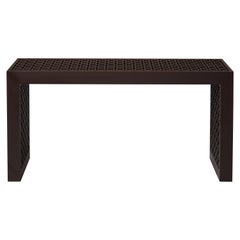 Harem Console, Geometric Patten Carved Design in Black Lacquer Console