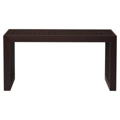 Harem Console, Geometric Patten Carved Design in Black Lacquer Console