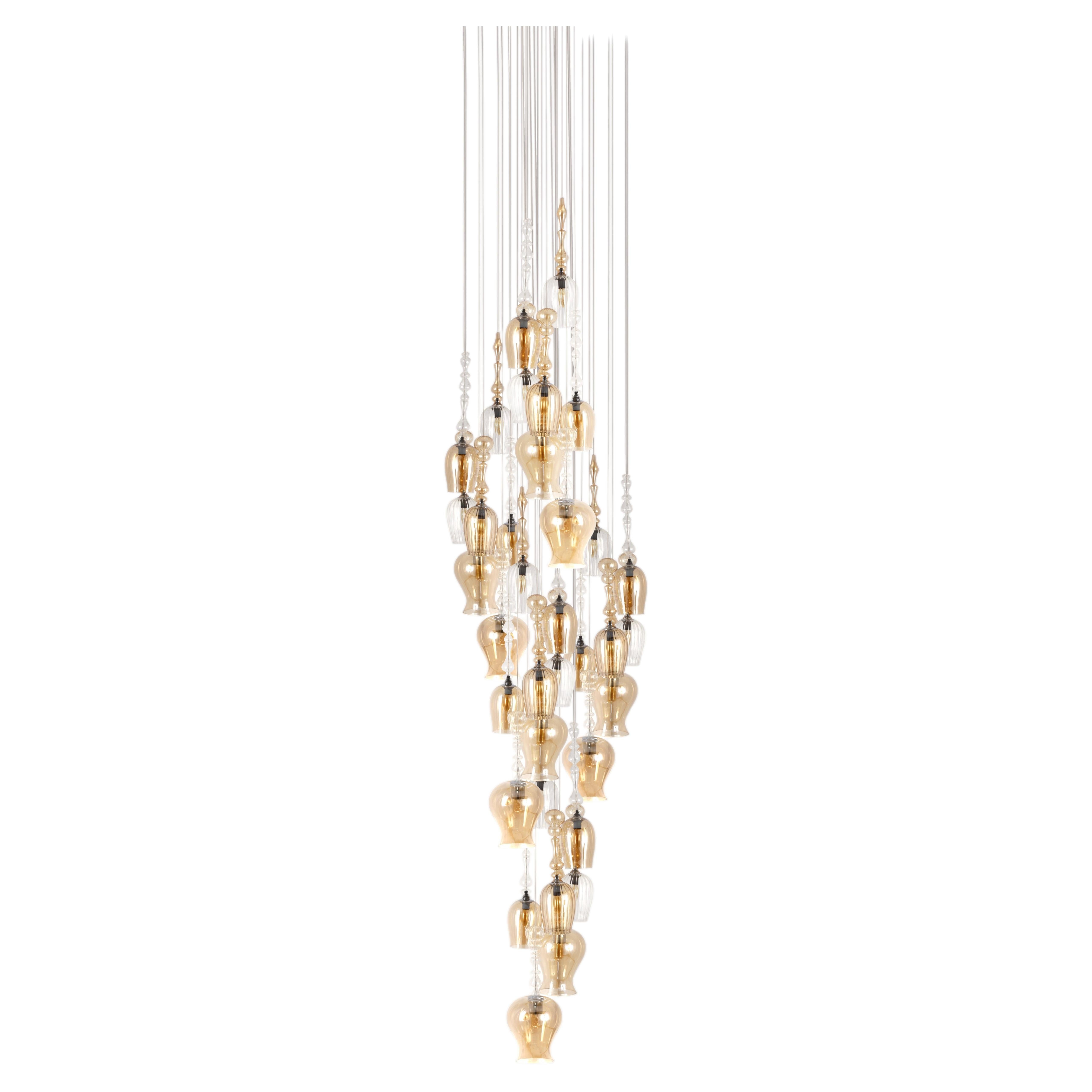 Harem Pendant Light in Blown Glass, Customizable, New For Sale