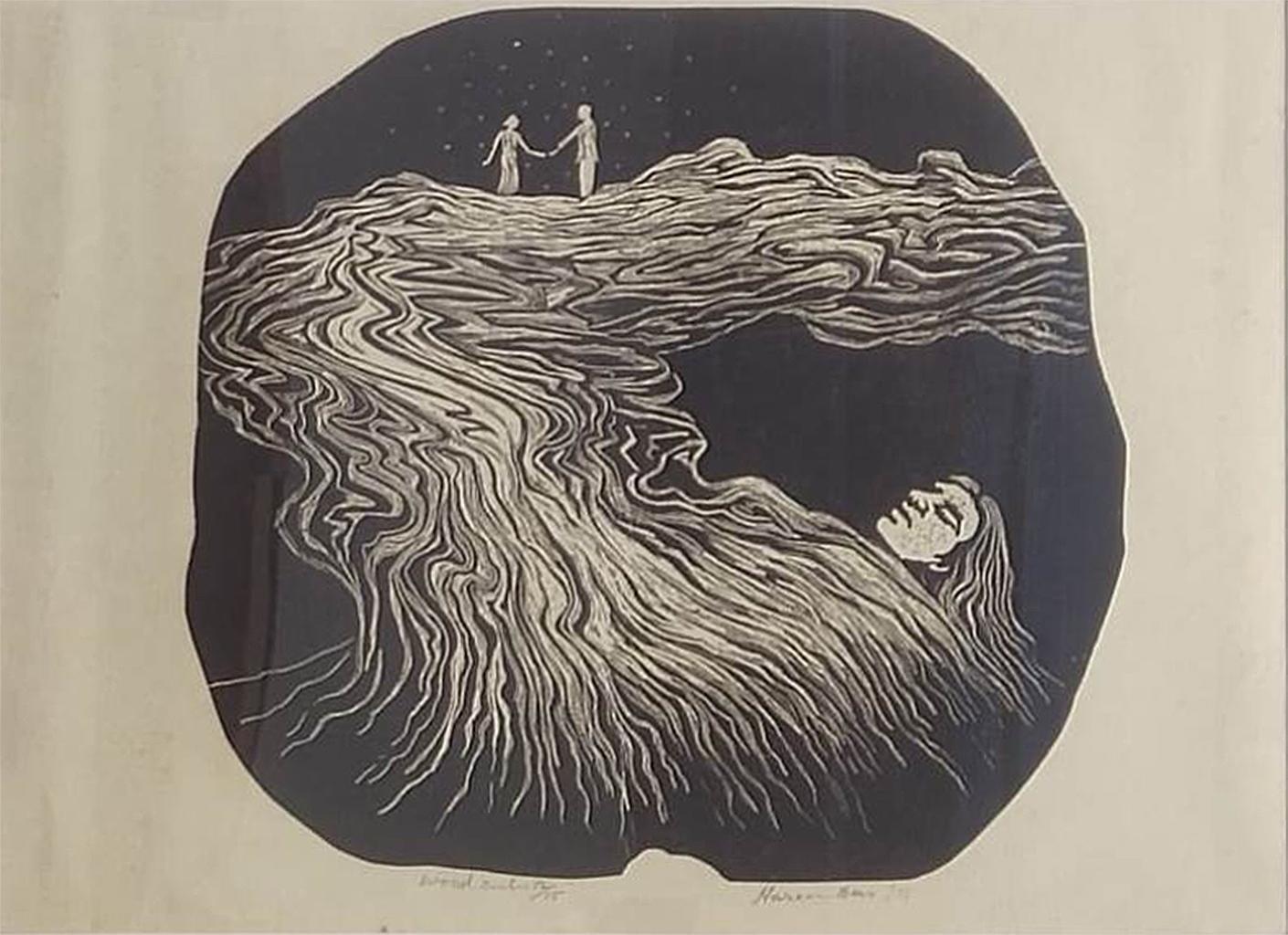 Dream, Woodcut on Paper, Figurative, Edition 12/15 by Haren Das "In Stock"