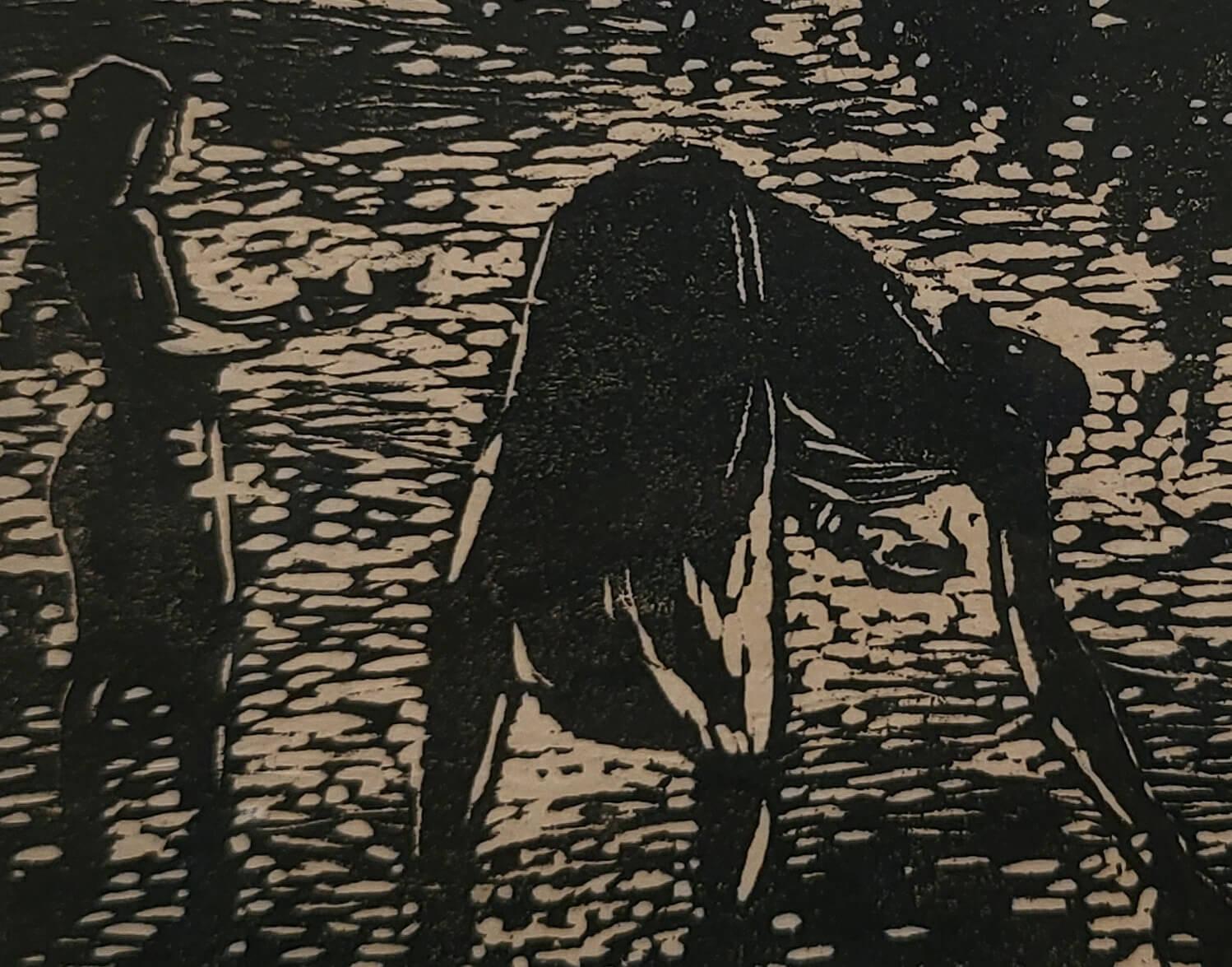 Floating Diyas, Woodcut on Paper, Figurative by Haren Das 