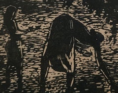 Floating Diyas, Woodcut on Paper, Figurative by Haren Das "In Stock"