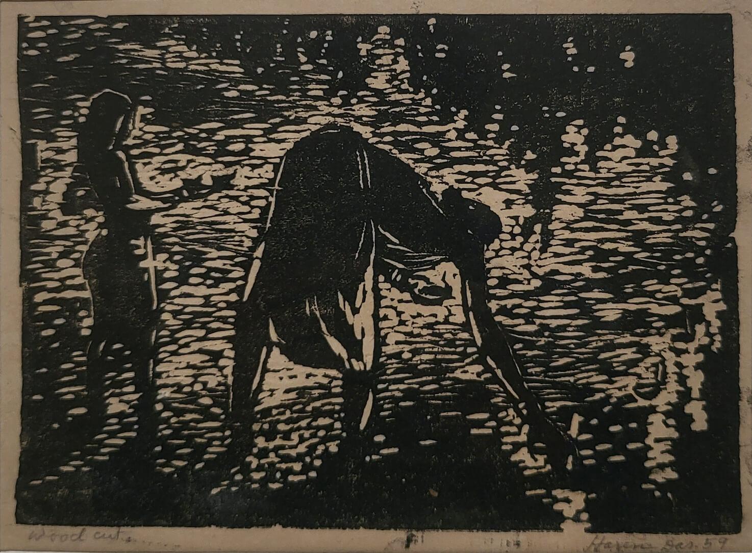 Haren Das - Untitled (Floating diyas)
Woodcut on Paper
6 x 8 inches
( Unframed & Delivered )

Born in Dinajpur in present day Bangladesh on 1 February 1921, Das took a diploma in fine art, with specialisation in graphic arts, from the Government
