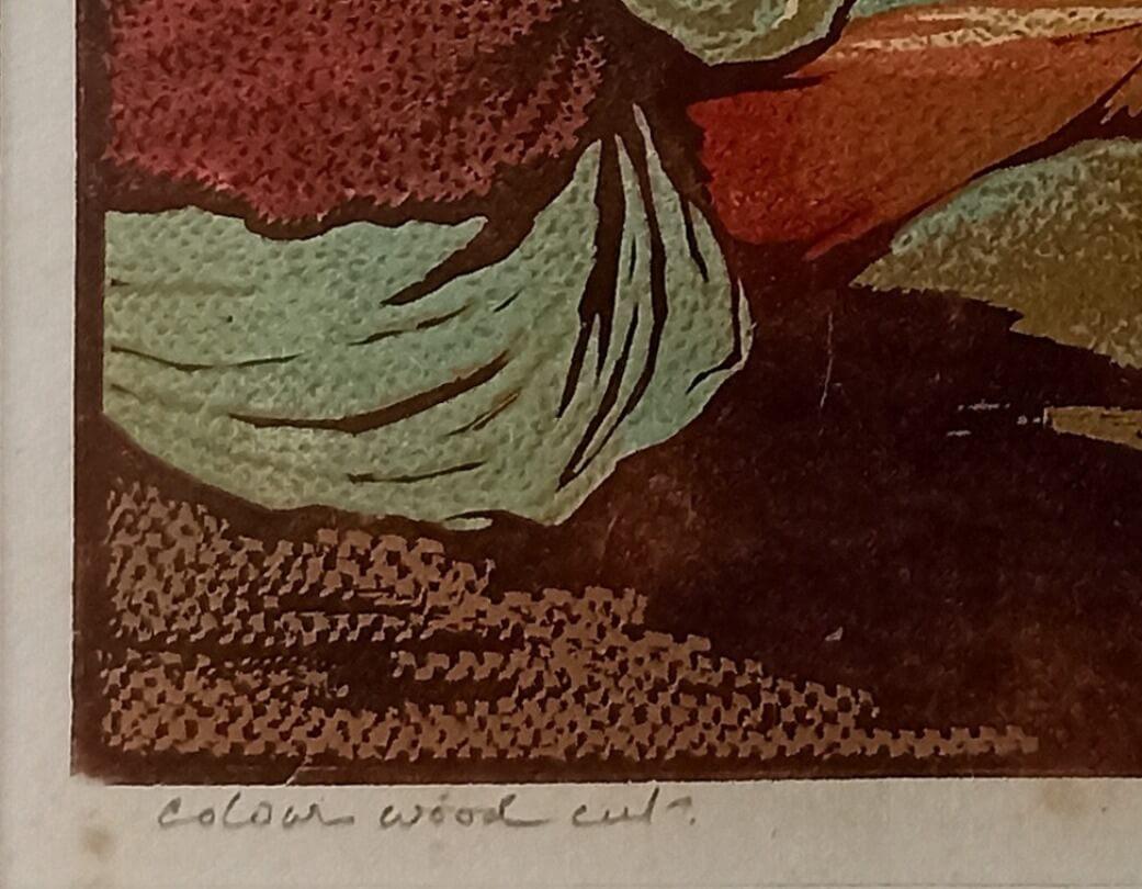 Moulin à couteaux, figuratif, découpe de bois en couleur sur papier, de l'artiste Haren Das « en stock » en vente 3