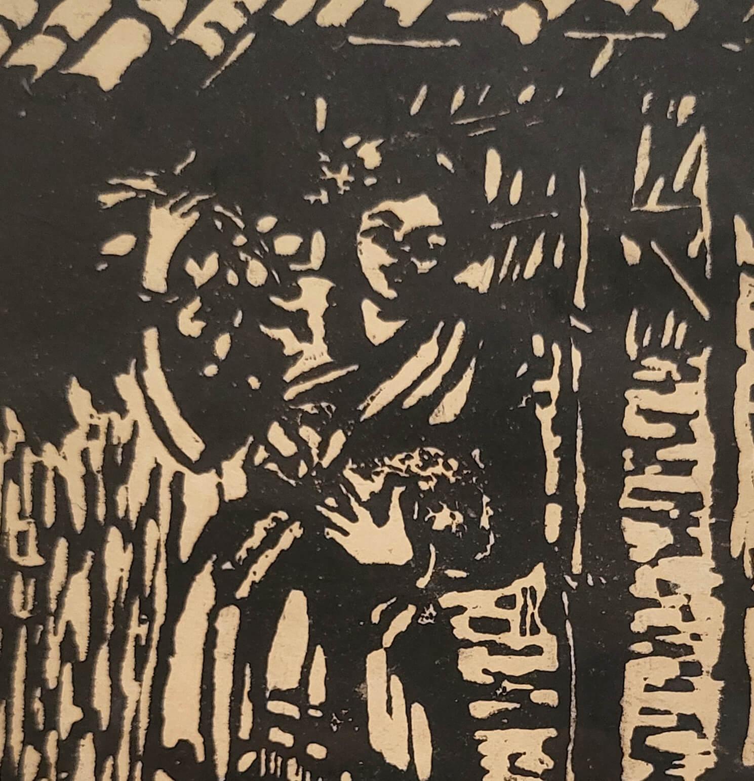 Return from the market, Woodcut on Paper, Figurative by Haren Das 
