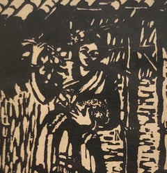 Return from the market, Woodcut on Paper, Figurative by Haren Das "In Stock"