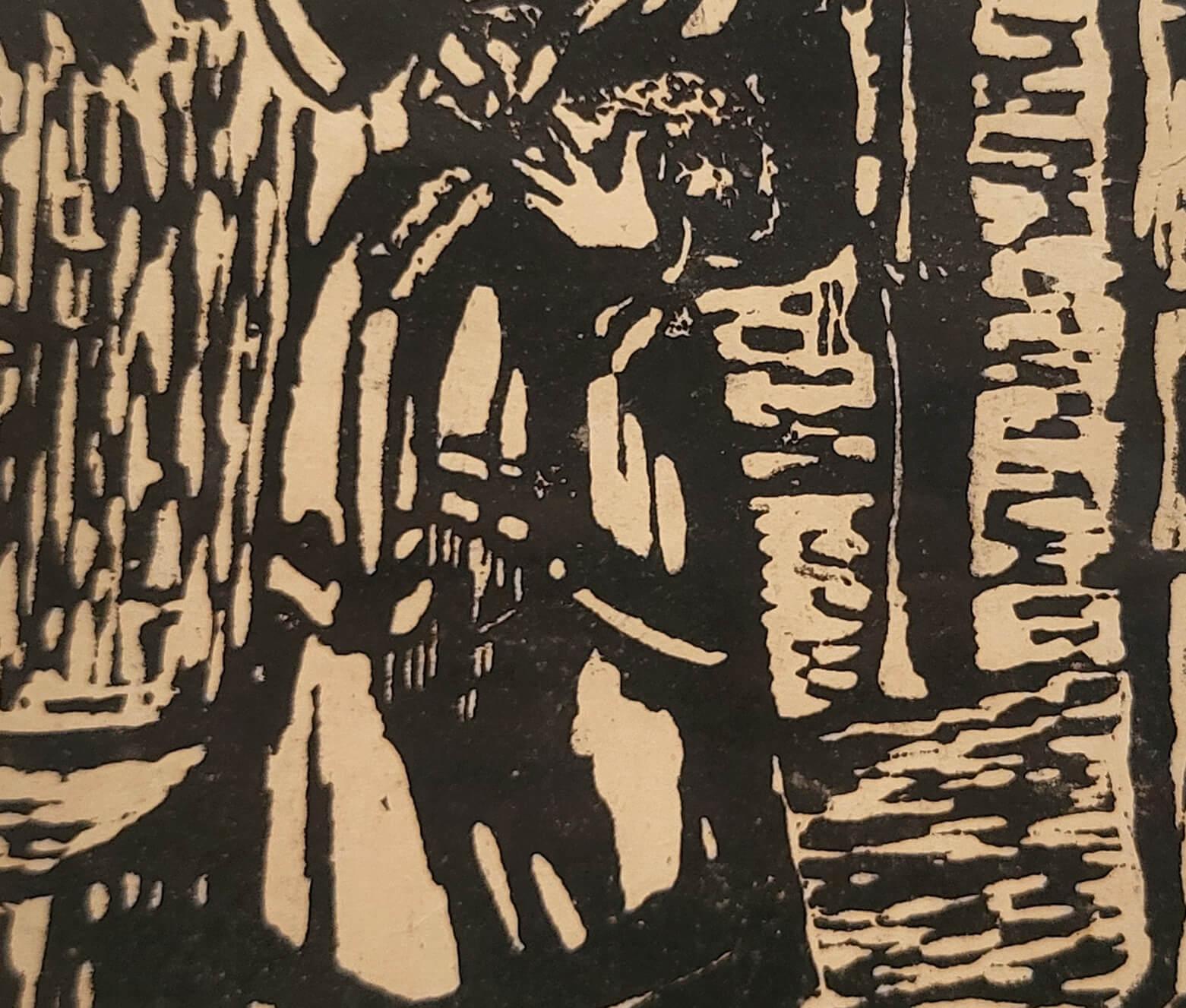 Return from the market, Woodcut on Paper, Figurative by Haren Das 