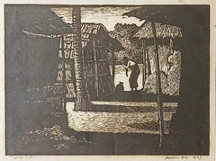 Ohne Titel, Holzschnitt auf Papier, figurativ, von Haren Das, „Auf Lager“