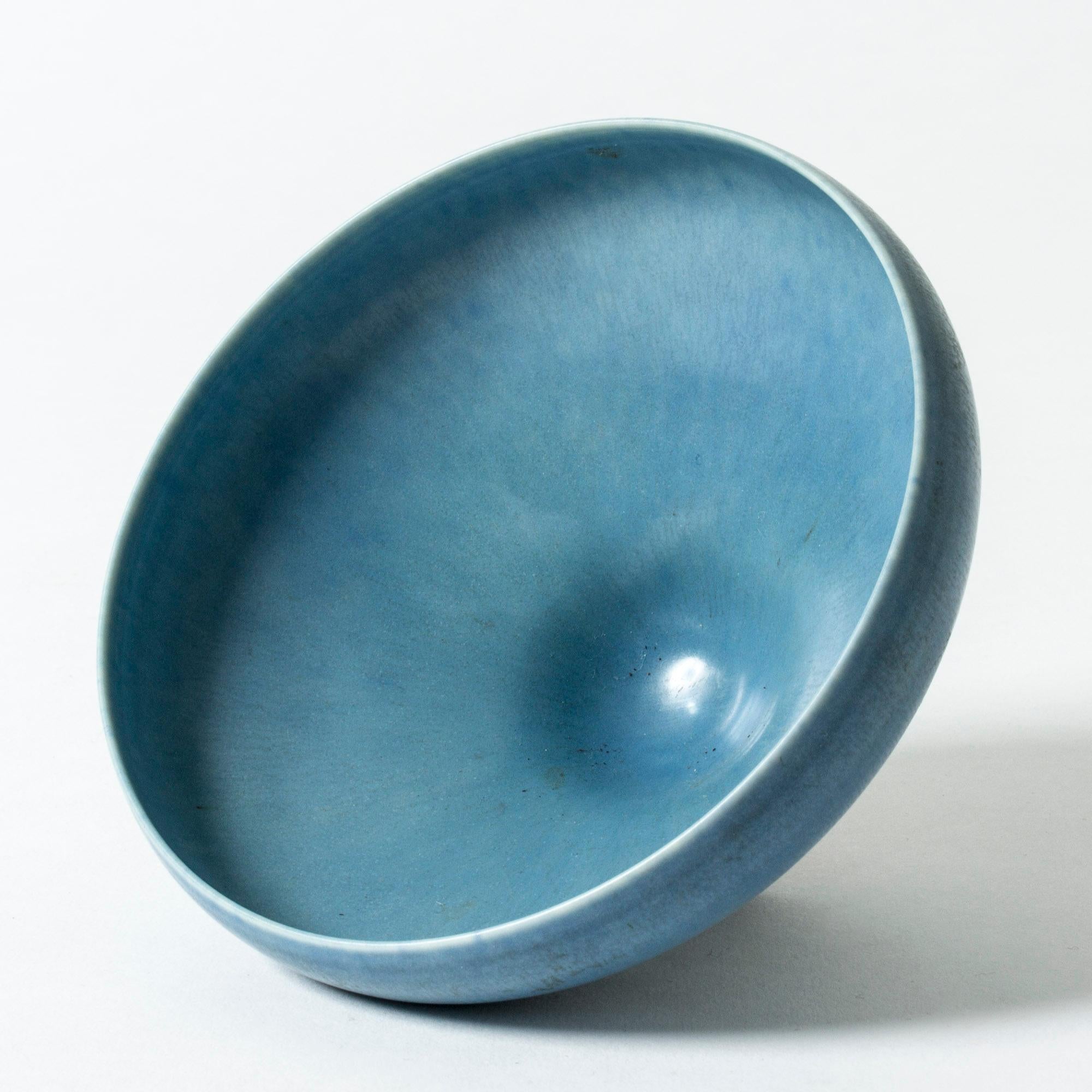 Scandinavian Modern Hare's Fur Glazed Swedish Blue Stoneware bowl by Berndt Friberg for Gustavsberg