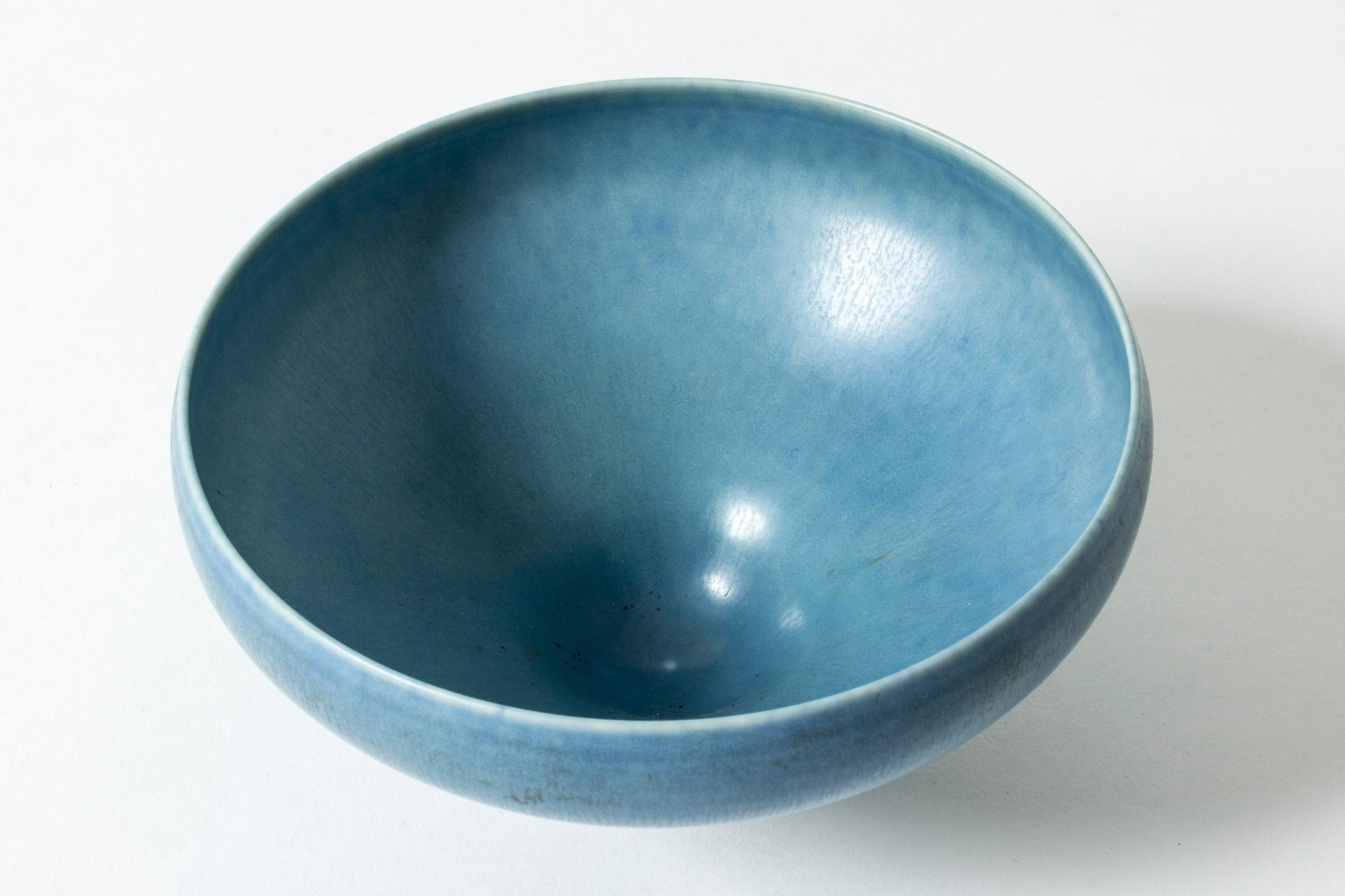 Mid-20th Century Hare's Fur Glazed Swedish Blue Stoneware bowl by Berndt Friberg for Gustavsberg