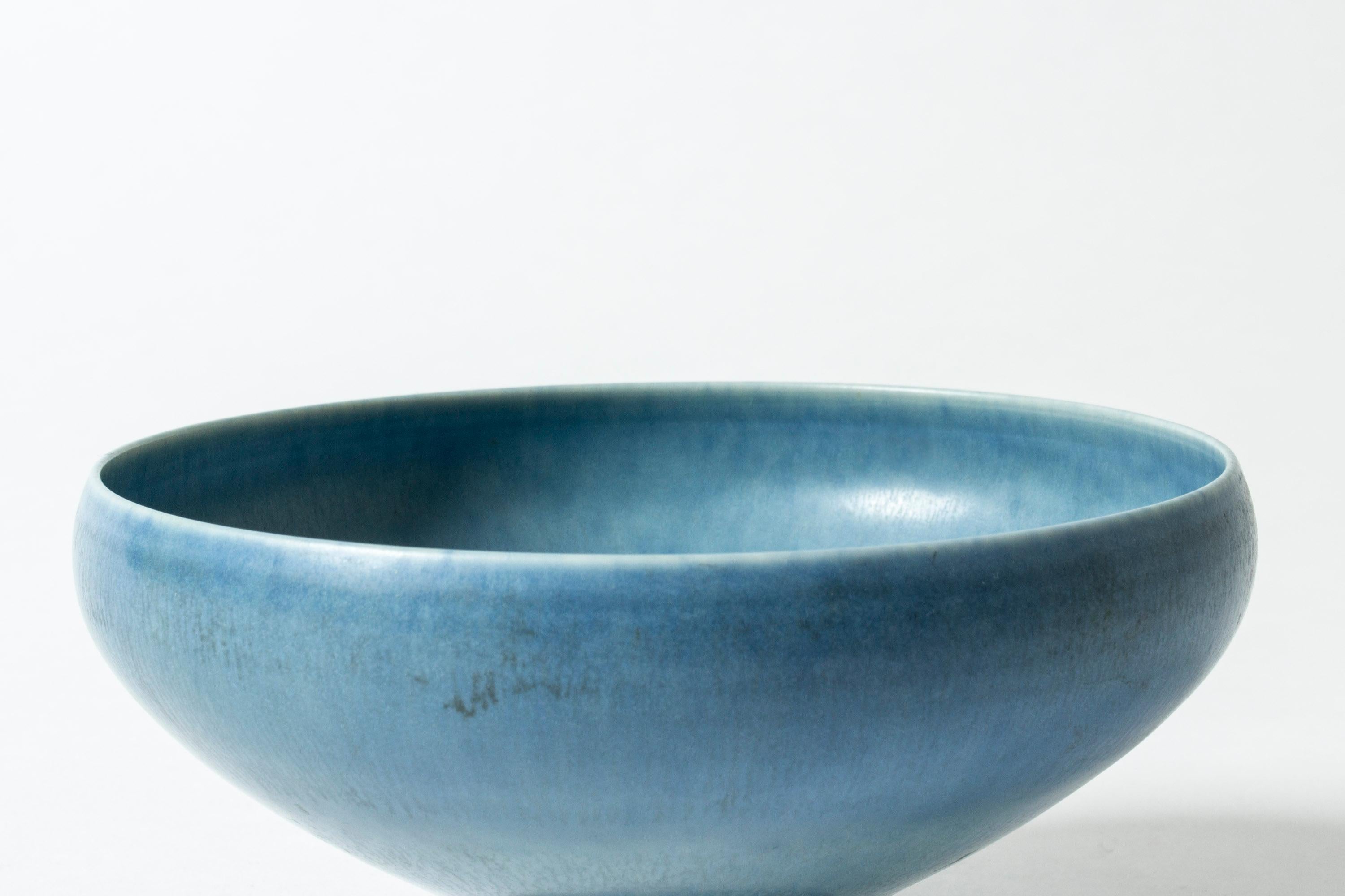 Ceramic Hare's Fur Glazed Swedish Blue Stoneware bowl by Berndt Friberg for Gustavsberg