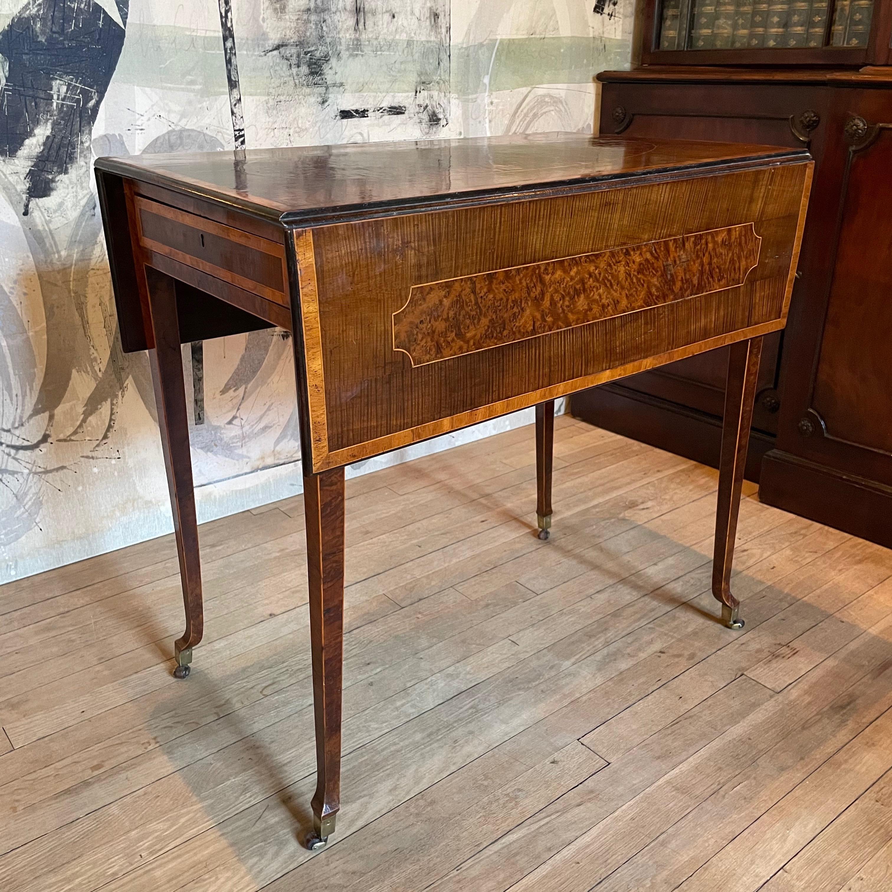 Harewood and Burr Yew Pembroke Table Attributed to Henry Kettle In Good Condition In New York, NY