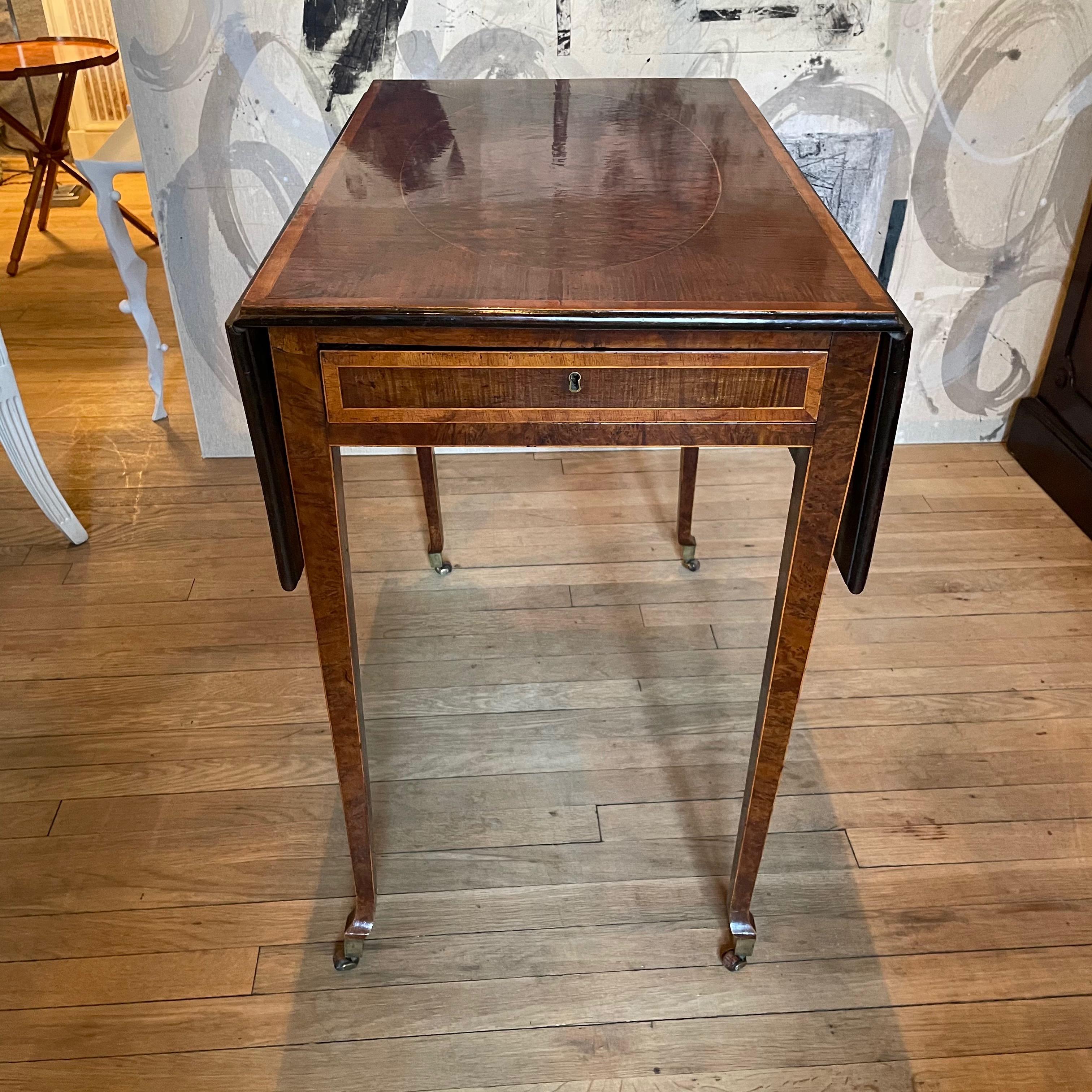 18th Century and Earlier Harewood and Burr Yew Pembroke Table Attributed to Henry Kettle
