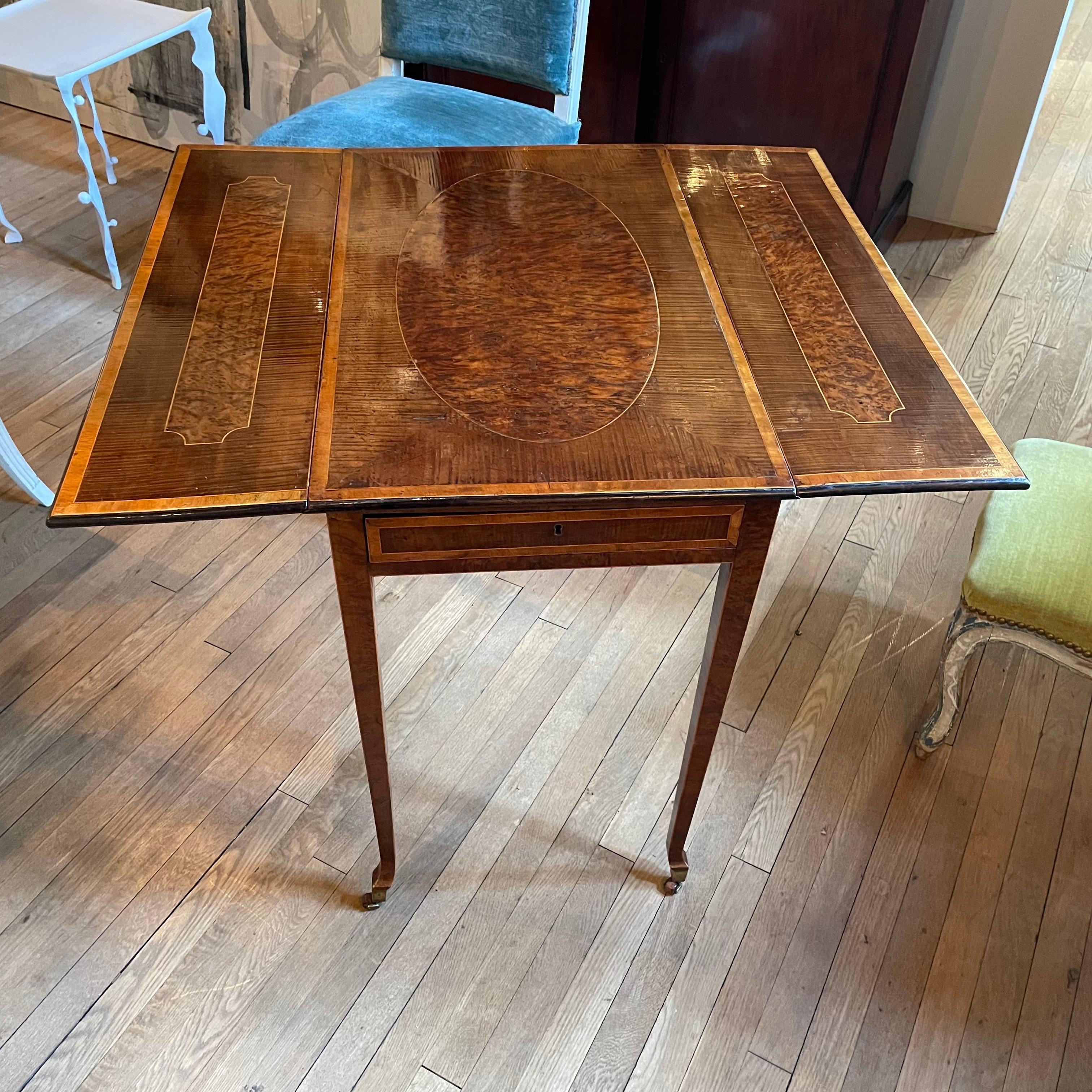 Harewood and Burr Yew Pembroke Table Attributed to Henry Kettle 2