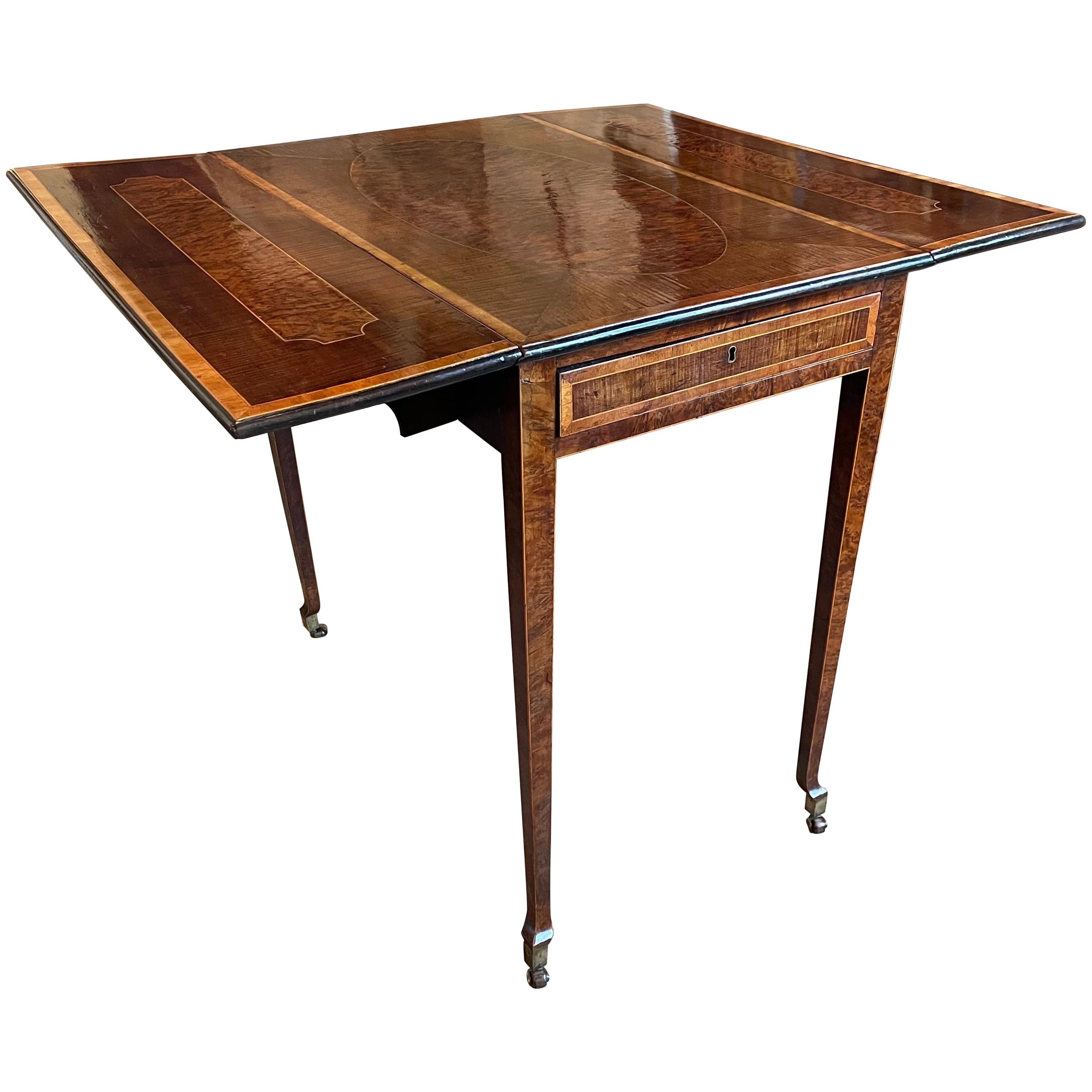 Harewood and Burr Yew Pembroke Table Attributed to Henry Kettle