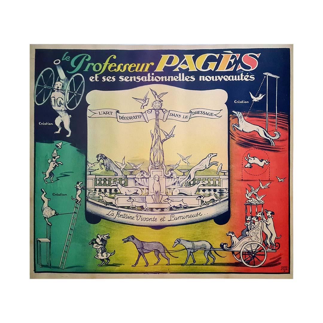 Originalplakat Professeur Pagès L'art décoratif dans le dressage - Zirkus im Angebot 2
