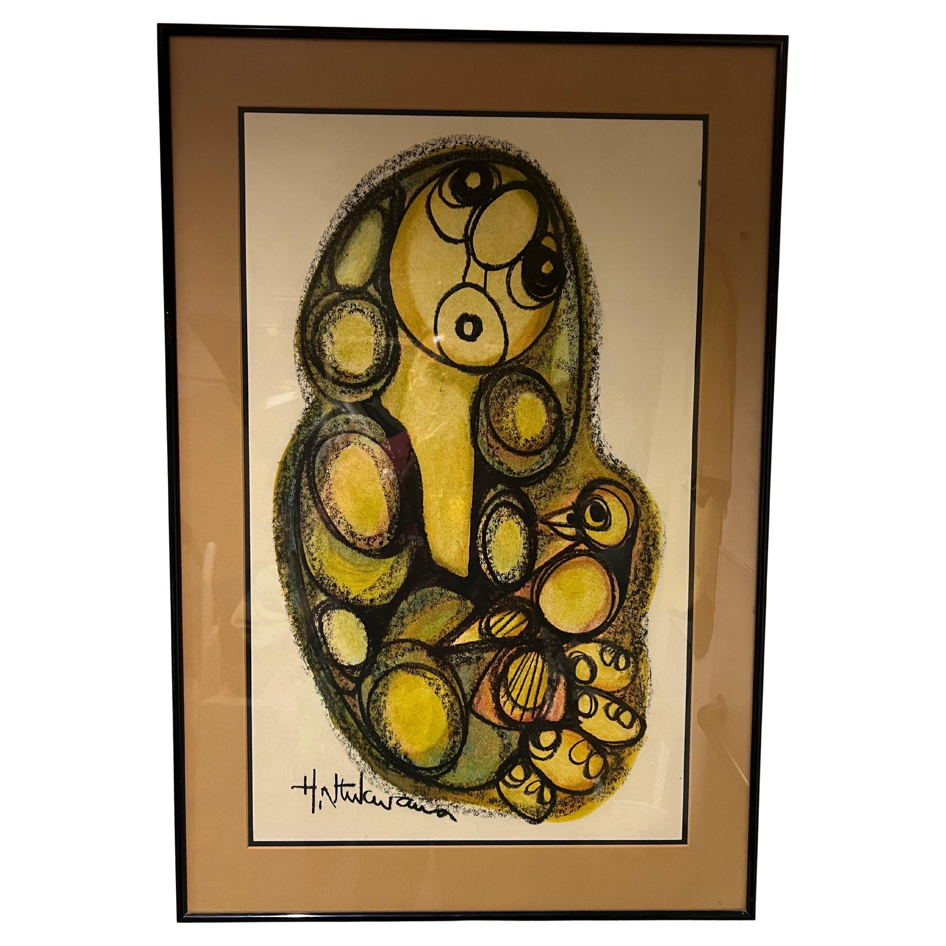 hargreaves Ntukwana Original drawing Framed by Listed Artist For Sale