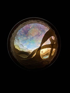 "Ho detto all'universo...", Diorama in carta d'archivio tagliato a mano, acquerello, stelle