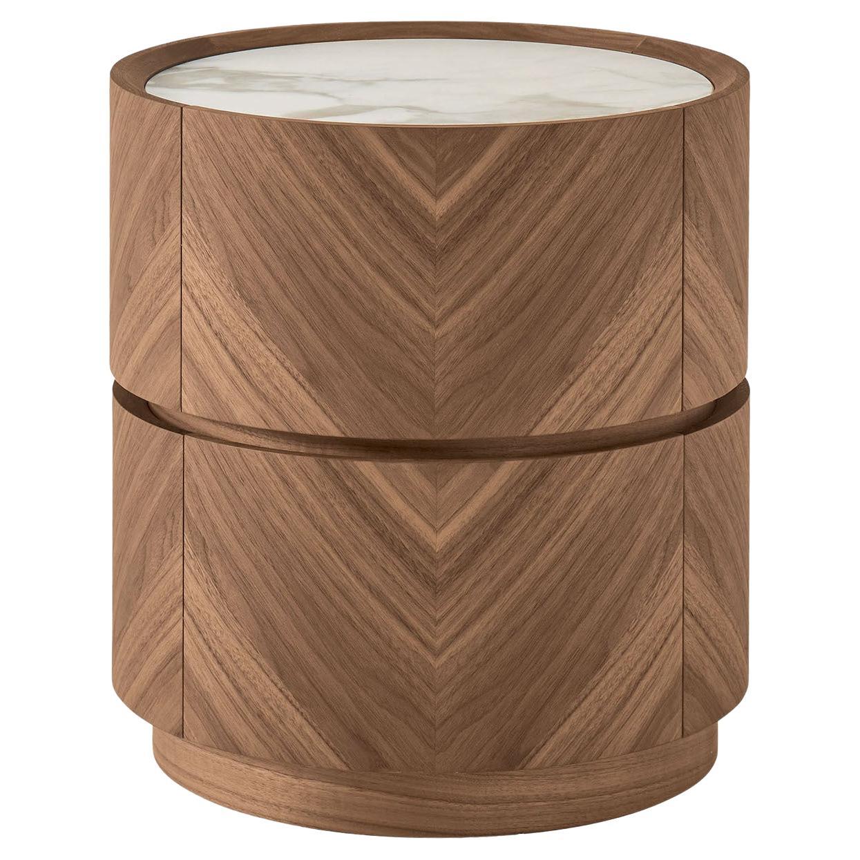 Haribo Nightstand in Walnut Canaletto and Calacatta Ceramic Top#2 by Modesign