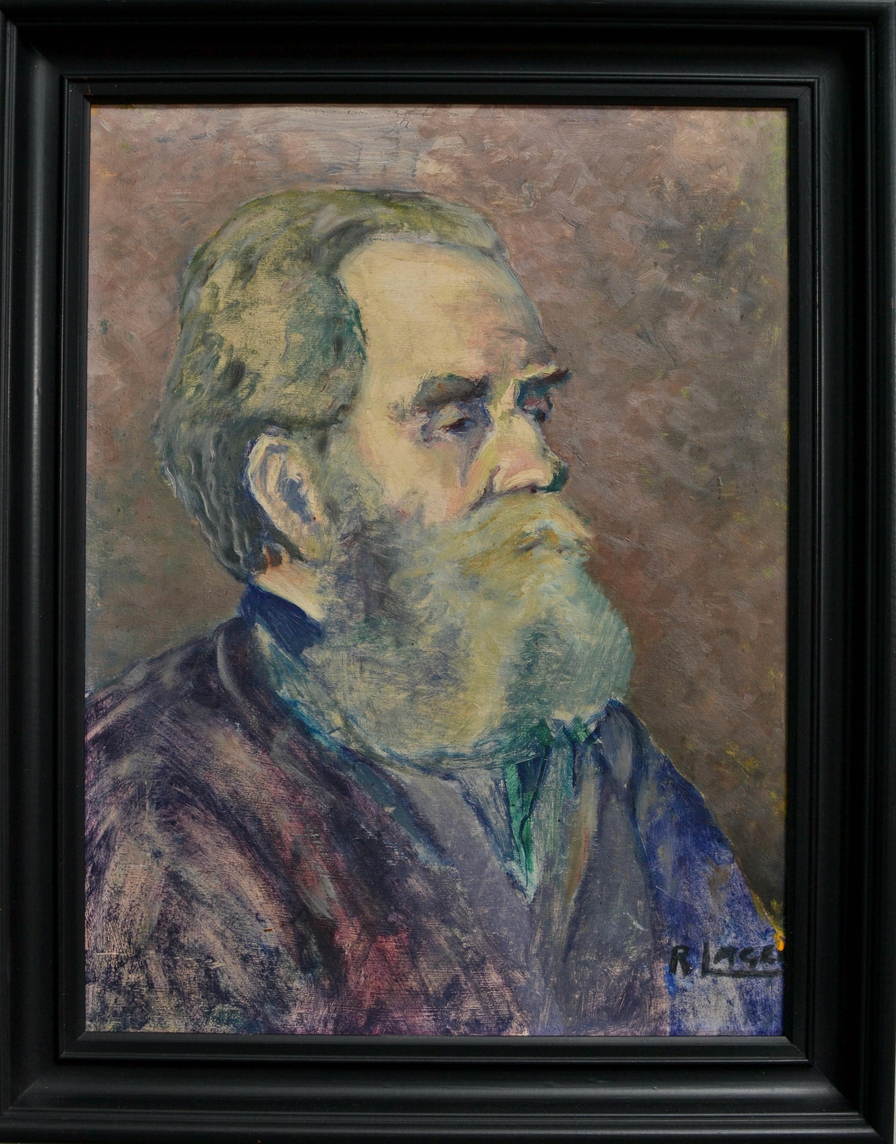 Portrait d'un homme barbu - Marron Portrait Painting par Haries Lagerbrink