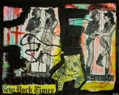 "Crímenes de Nueva York, " Técnica Mixta - Collage de Arte Graffiti, Arte Pop Contemporáneo