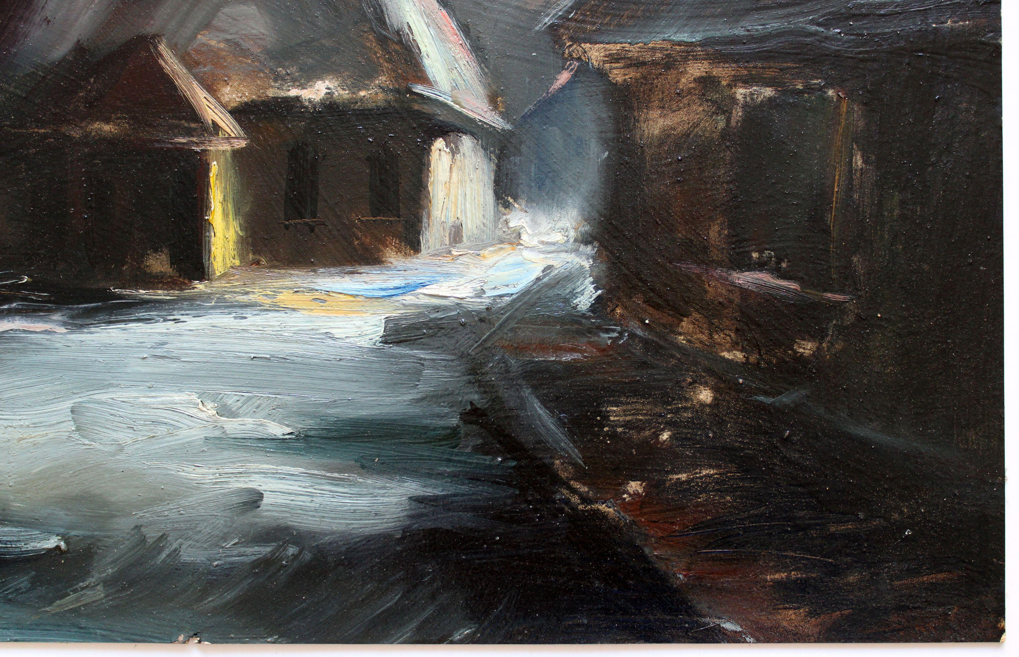 Bauernhof im Winter. Mitte der 1940er Jahre, Öl auf Karton, 52x70 cm im Angebot 7