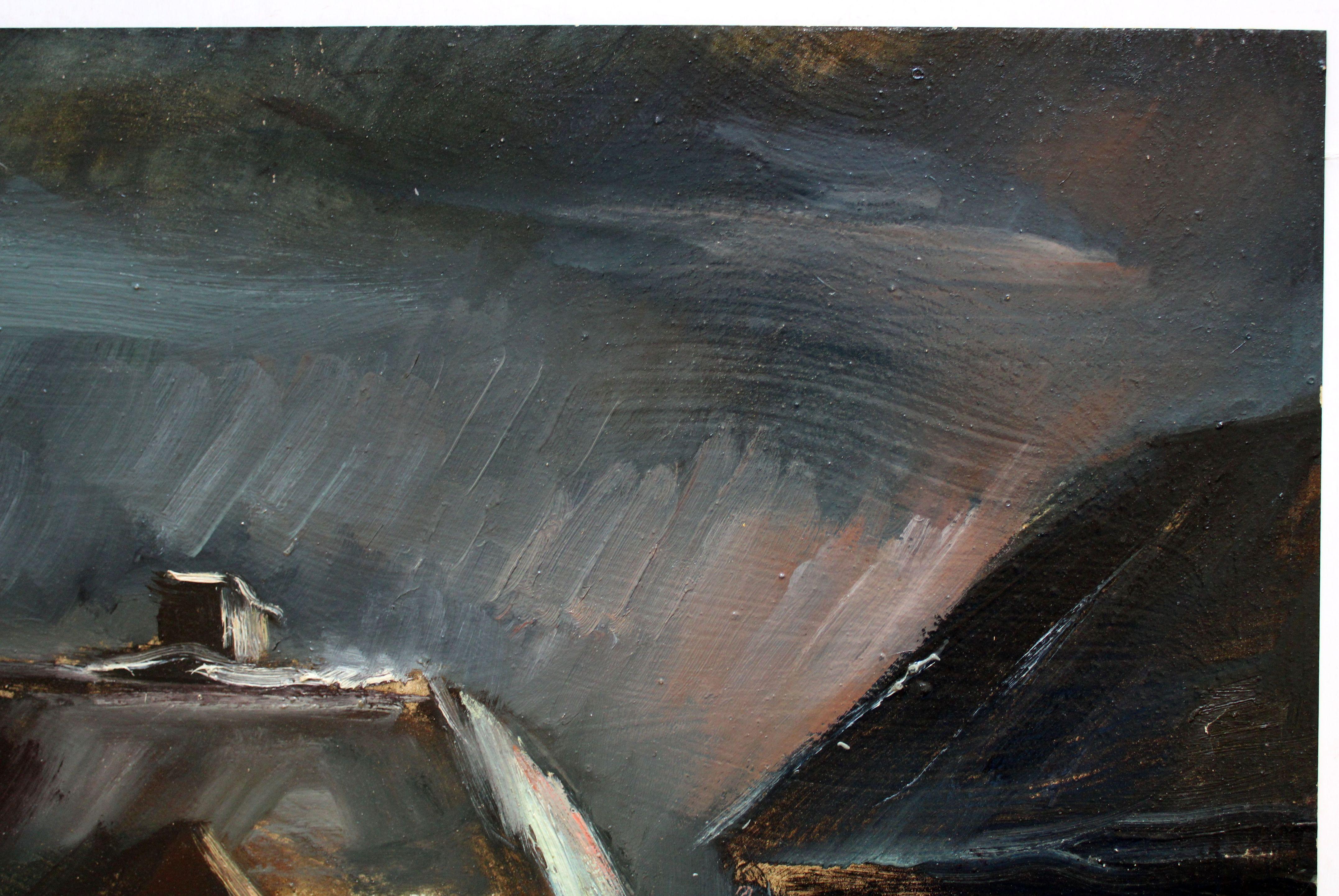 Bauernhof im Winter. Mitte der 1940er Jahre, Öl auf Karton, 52x70 cm im Angebot 8