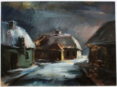 Country farm at winter. Middle of the 1940s, oil on cardboard, 52x70 cm