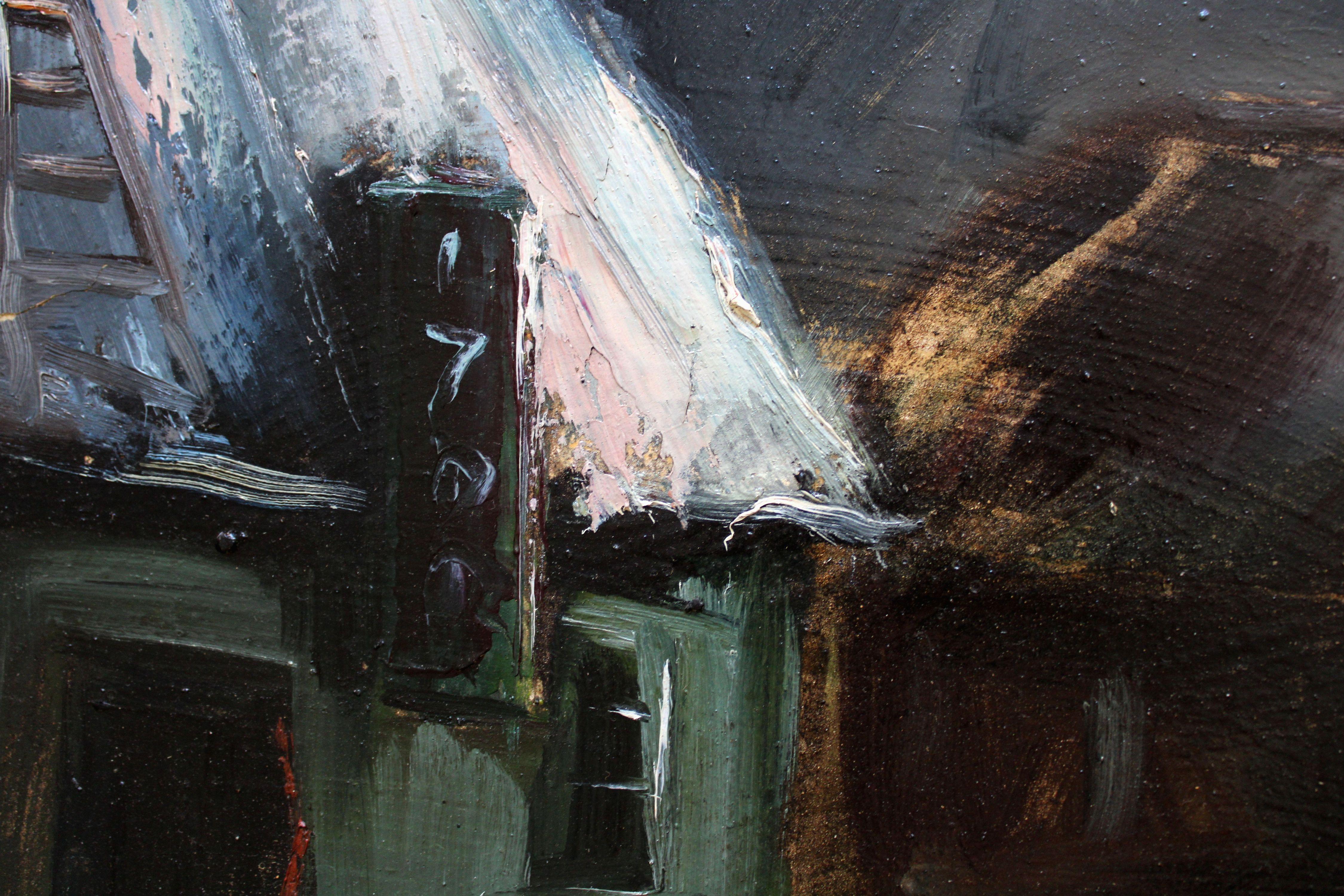 Bauernhof im Winter. Mitte der 1940er Jahre, Öl auf Karton, 52x70 cm im Angebot 2