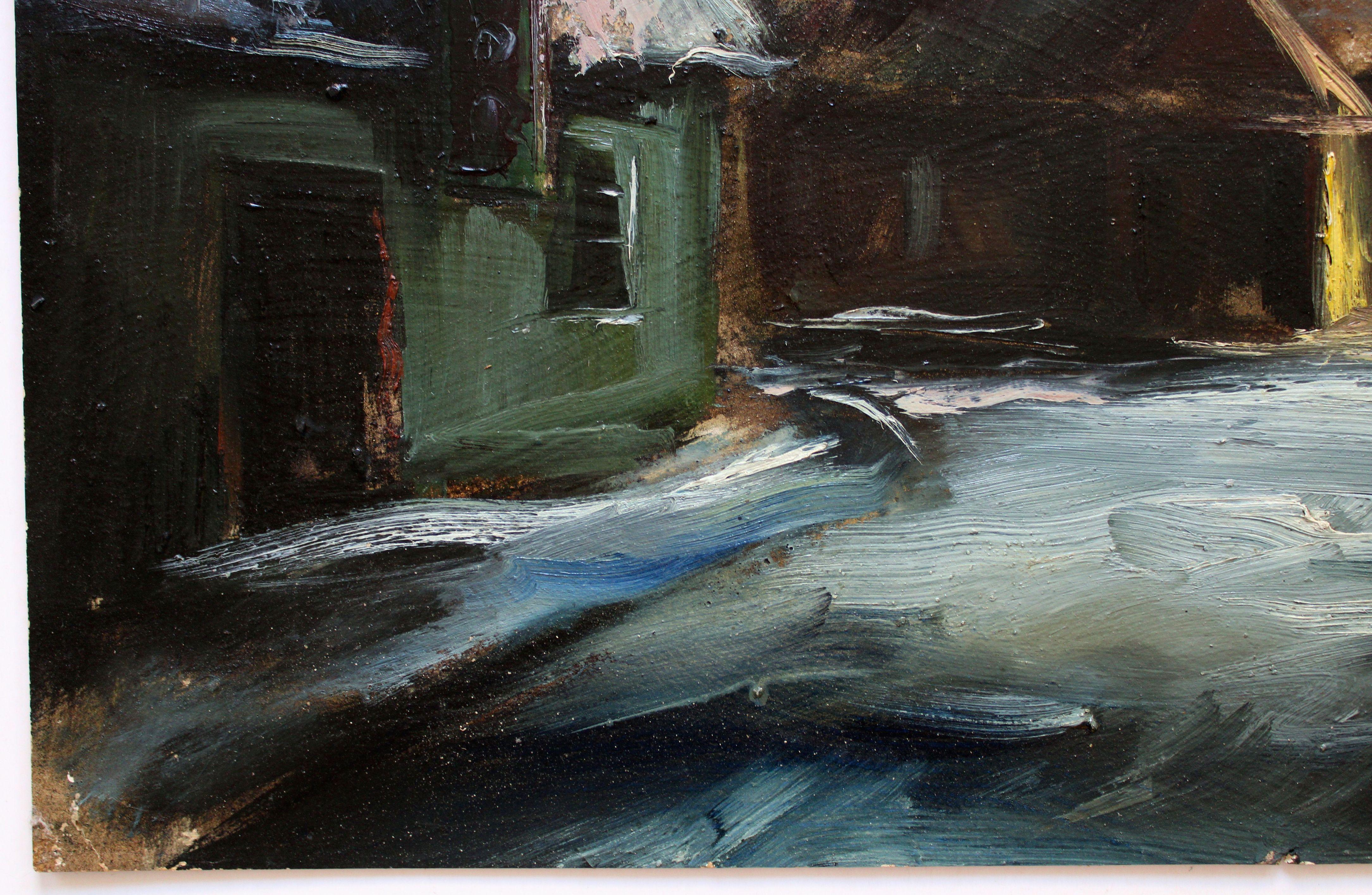 Bauernhof im Winter. Mitte der 1940er Jahre, Öl auf Karton, 52x70 cm im Angebot 6