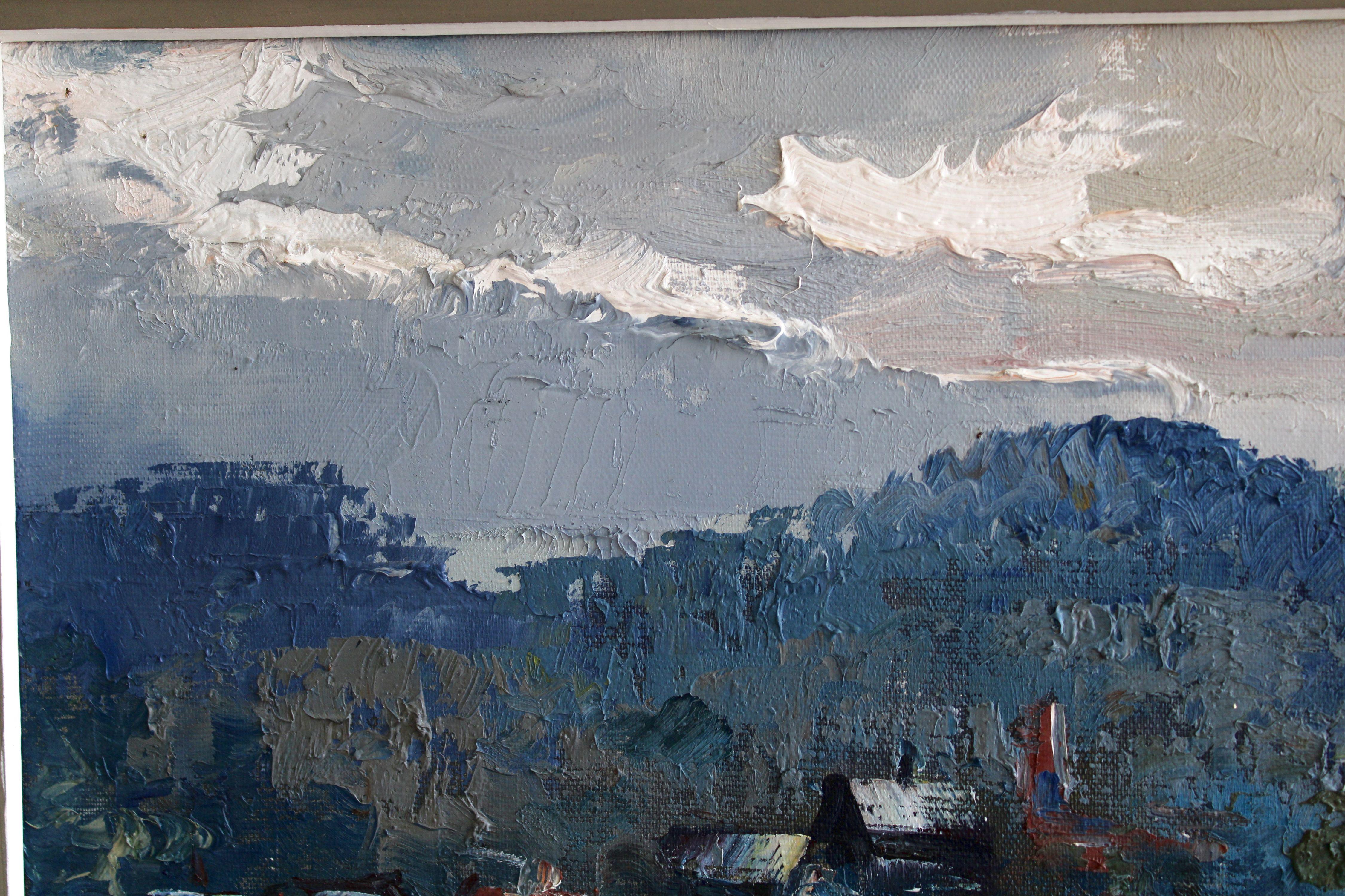 Daugava river near Kraslava. 1986, canvas, oil, 66x81 cm For Sale 2