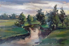 Landscape with a river. 1947. Oil on cardboard, 50x72 cm