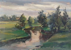 Landscape with a river. 1947. Oil on cardboard, 50x72 cm
