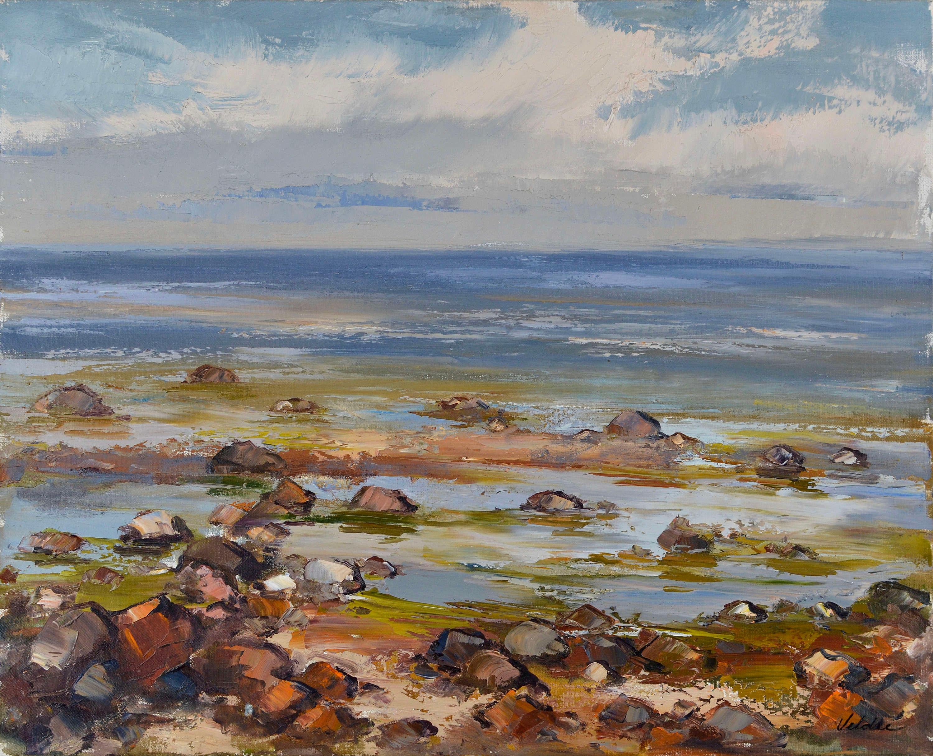 Harijs Veldre Landscape Painting - Seaside of Vidzeme. 1984. Oil on canvas. 81x100 cm. Signed