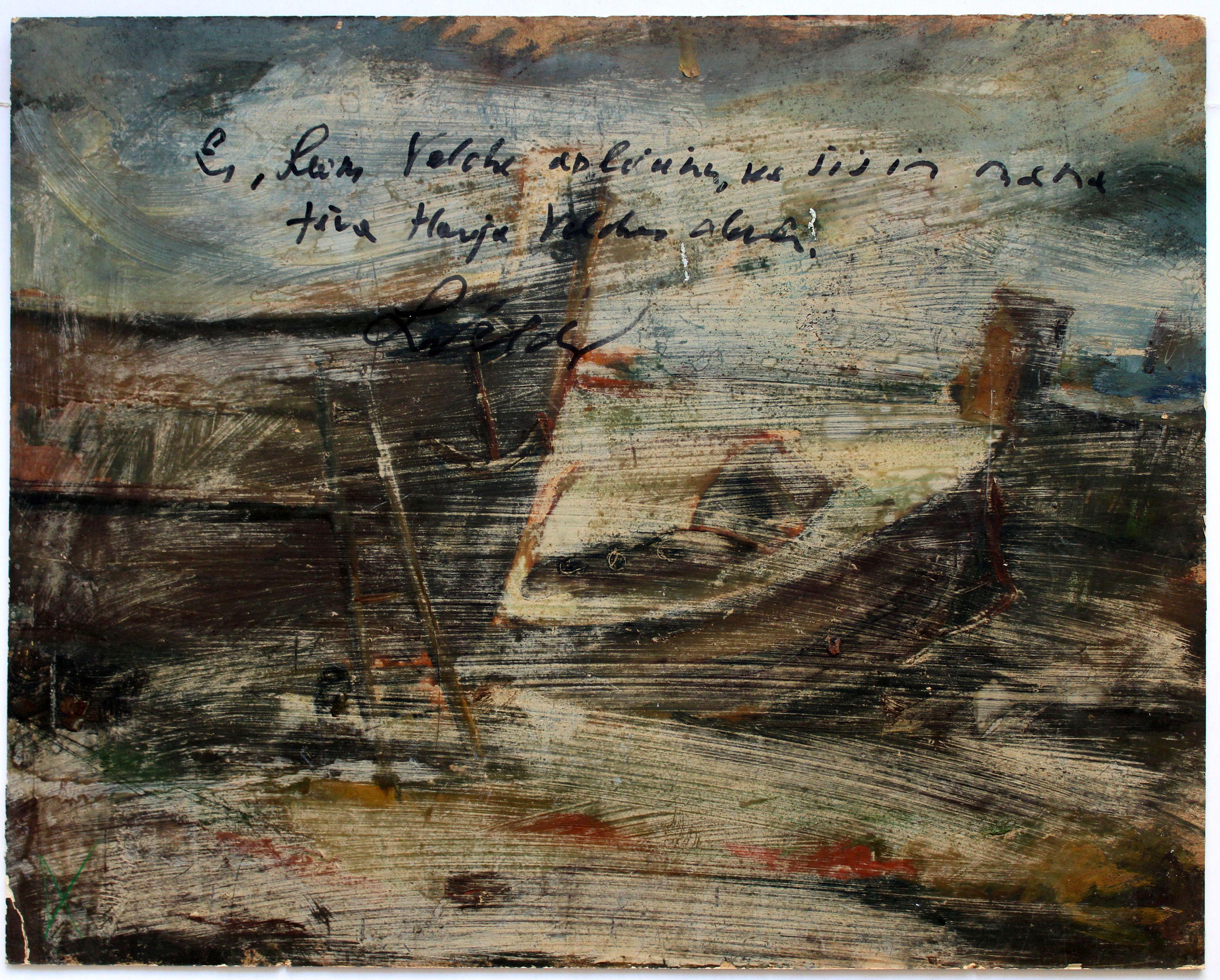 Stillleben mit Gurken und Borjomi. 1940er Jahre, Öl auf Karton, 51x66cm im Angebot 7