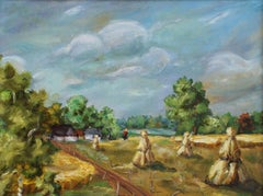 Summer during the hay harvest. Middle of the 1940s, oil on cardboard, 40, 5x53cm