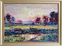 Sunset. Cardboard, oil, 50x70 cm