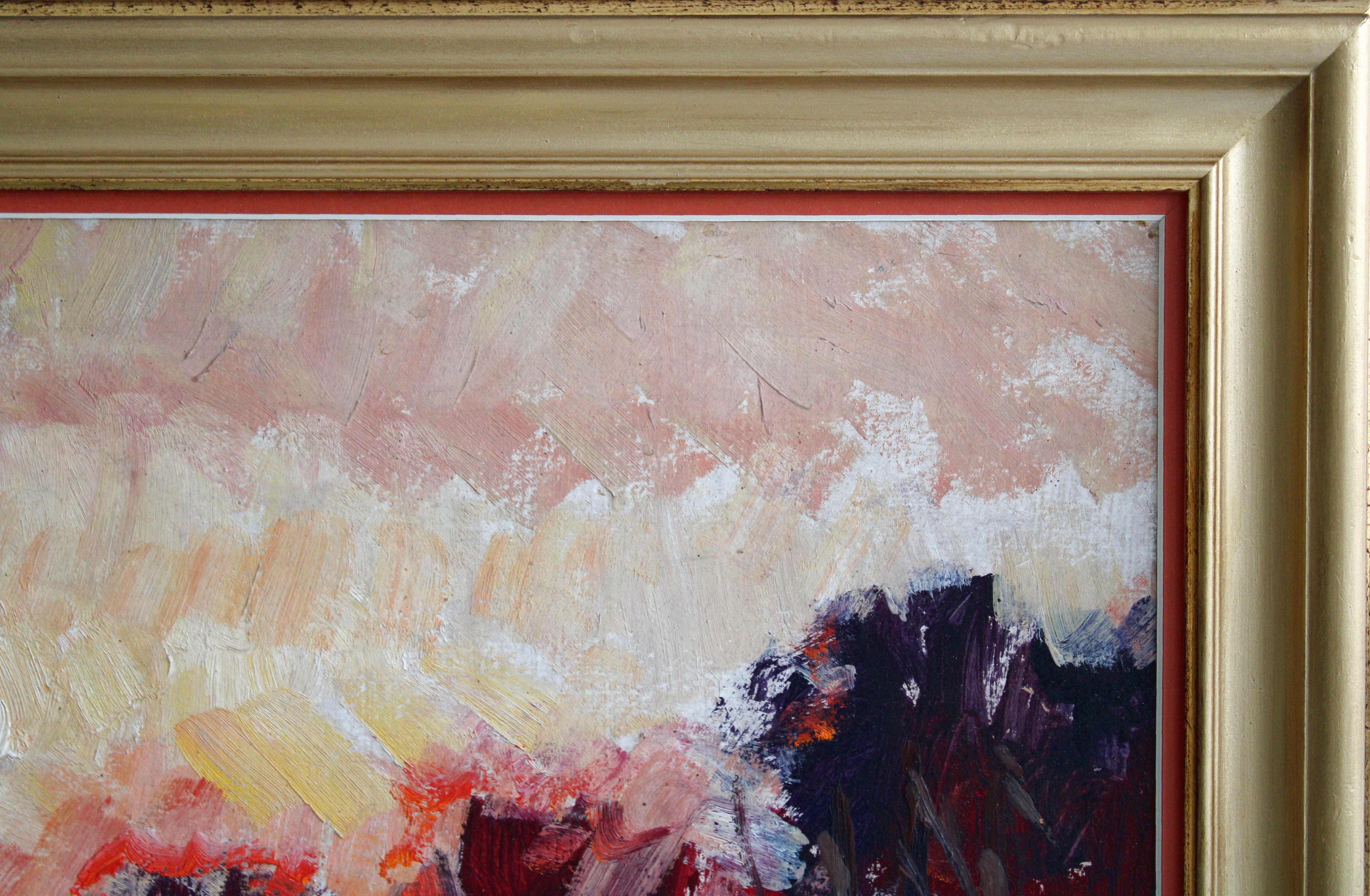Tramonto. Cartone, olio, 50x70 cm - Interior Painting Marrone di Harijs Veldre